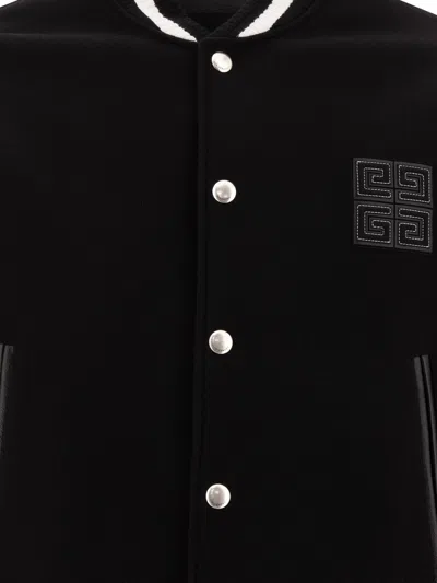 Givenchy Black Jacket With 4g Motif On Front In Wool And Tech Fabric Blend Man