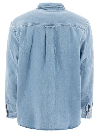 Carhartt Harvey Shirt With Long Sleeves And Pointed Collar In Blue