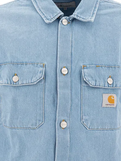 Carhartt Harvey Shirt With Long Sleeves And Pointed Collar In Blue