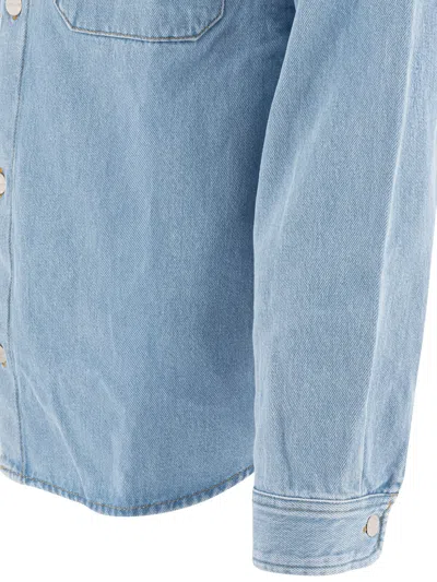 Carhartt Harvey Shirt With Long Sleeves And Pointed Collar In Blue