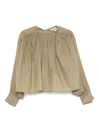 Shop Semicouture Beige 'saturnina' Blouse In Cotton And Silk