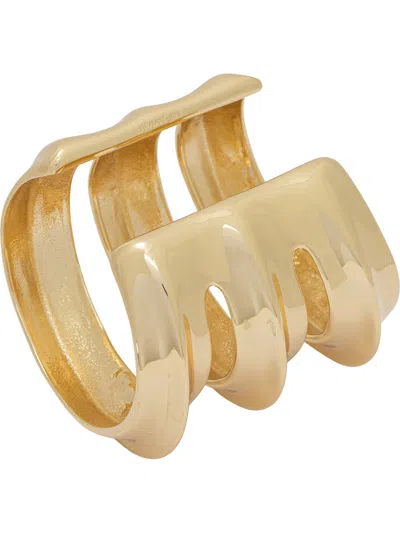 Self-portrait Sculpted Double Cuff Bracelet In Gold