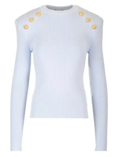 Balmain Knit Jumper Knitwear Light Blue