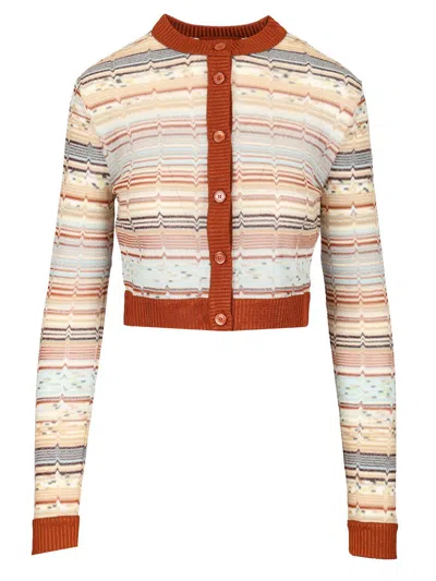 Shop Missoni Lamé Crop Cardigan Knitwear Multicolor