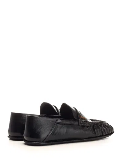Shop Saint Laurent Le Loafer Moccasins In Shiny Crumpled Leather Scarpe Basse Black