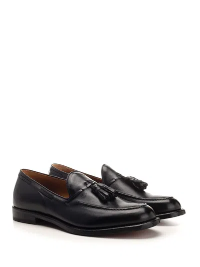 Corvari Leather Loafer With Tassels Lace-up Shoes Black