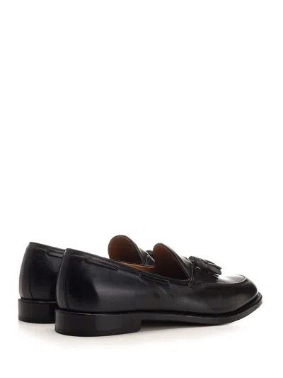 Corvari Leather Loafer With Tassels Lace-up Shoes Black