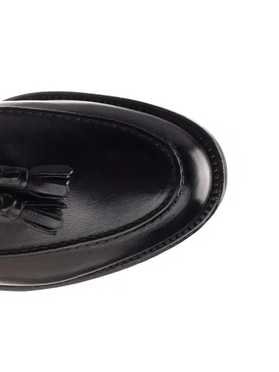 Corvari Leather Loafer With Tassels Lace-up Shoes Black