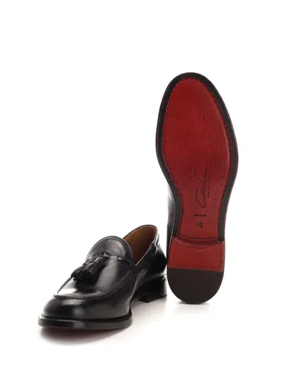 Corvari Leather Loafer With Tassels Lace-up Shoes Black