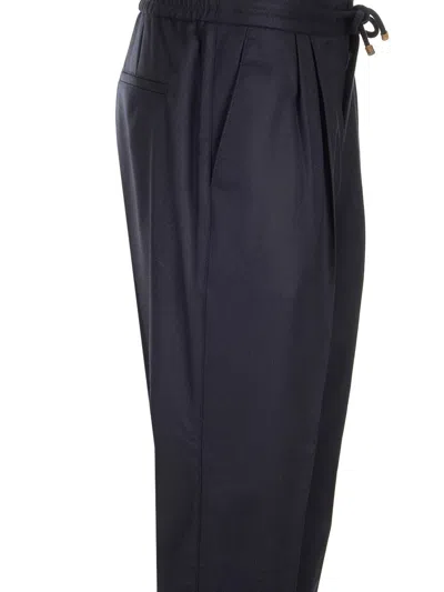 Brunello Cucinelli Tapered Pleated Cotton And Silk-blend Satin-trimmed Linen Tuxedo Trousers