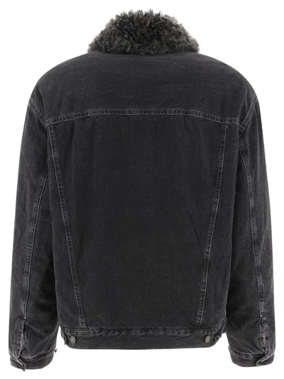 Acne Studios Lined Denim Jacket With Faux-fur Collar Jackets Black