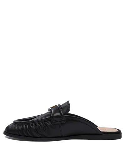 Pinko Naty Nappa Leather Flat Mules In Black