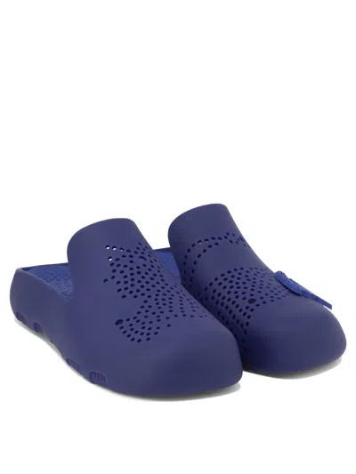 Burberry Stingray Perforated Slides In Blue