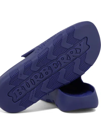Burberry Stingray Perforated Slides In Blue