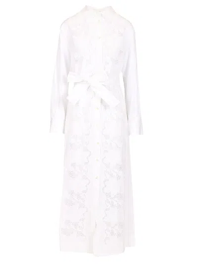 P.a.r.o.s.h Floral Embroidered Midi Shirt Dress