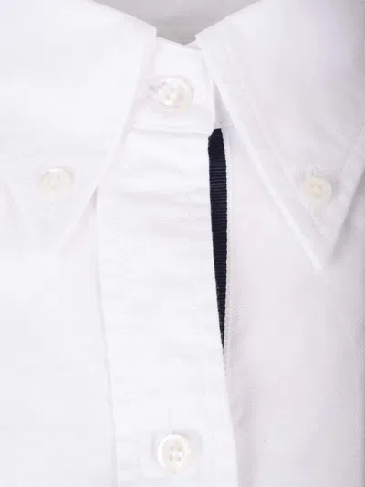 Thom Browne Long-sleeved Mini Shirt Dress In White