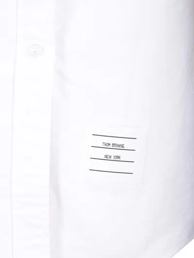 Thom Browne Long-sleeved Mini Shirt Dress In White