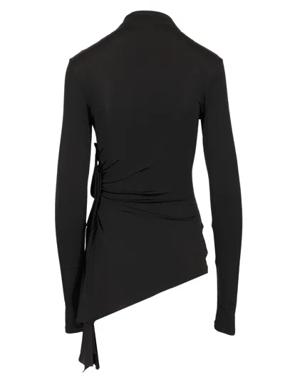 Off-white Long Sleeve Draped Top Tops Black