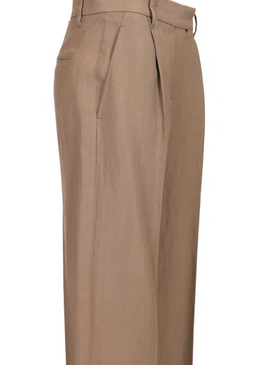 Brunello Cucinelli Loose Pleated Pants Hazelnut Trousers Brown