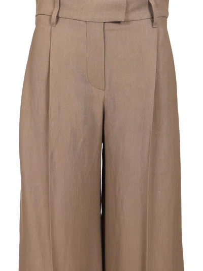 Brunello Cucinelli Loose Pleated Pants Hazelnut Trousers Brown