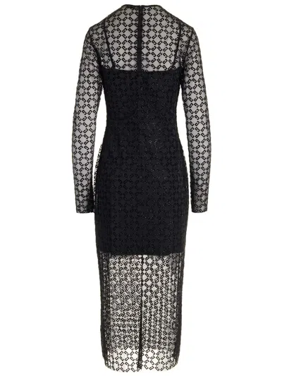 Givenchy Monogram 72 Glitter Flocked Long Sleeve Mesh Dress