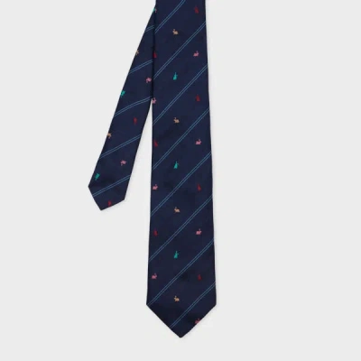 Paul Smith Men Tie Rabbit Stripe In Blue