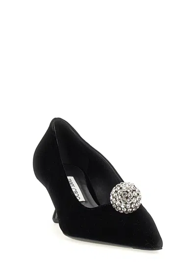 Jimmy Choo Orb 95 Velvet Pumps In Black