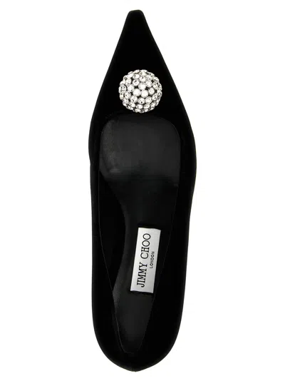 Jimmy Choo Orb 95 Velvet Pumps In Black