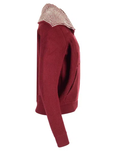 Self-portrait Oversized Collar Cardigan Jackets Bordeaux