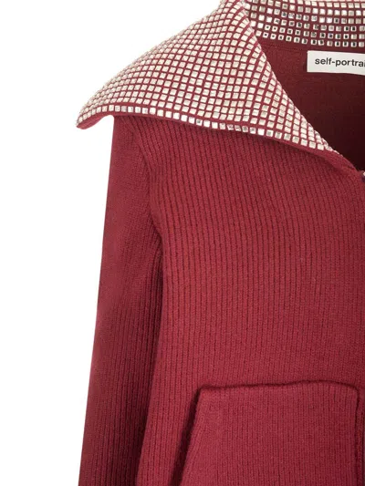 Self-portrait Oversized Collar Cardigan Jackets Bordeaux