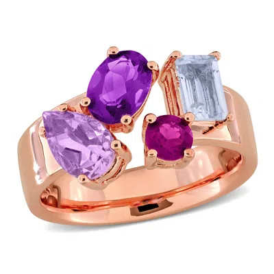 Mimi & Max 2 5/8ct Tgw Multi-gemstone Open Ring In Rose Plated Sterling Silver