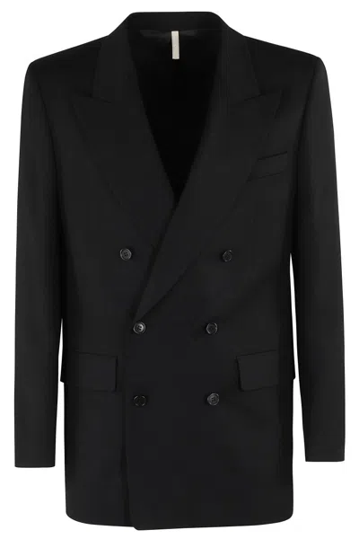 Sunflower Double-breasted Blazer With Sharp Lapel And Flap Pockets
