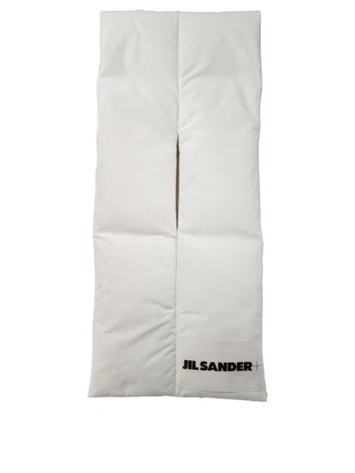 Jil Sander Padded Scarf With Design And Quilted Texture In White