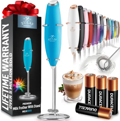 Zulay Kitchen Handheld Milk Frother With 4 Duracell Batteries And Stand Included