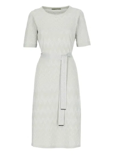 D Exterior D.exterior Zigzag Belted Dress In Gray