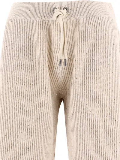 Brunello Cucinelli Pantaloni A Coste Impreziositi Da Paillettes Trousers Beige