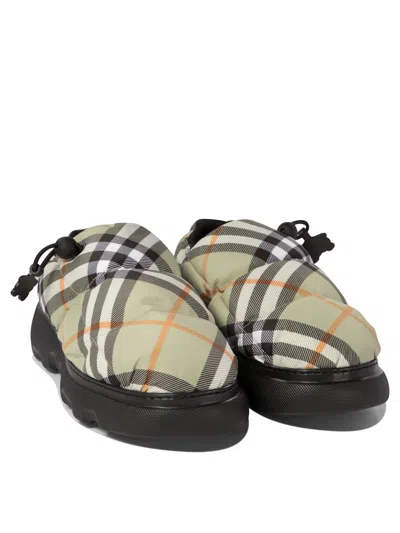 Burberry Printed Fabric Pillow Check Slip Ons