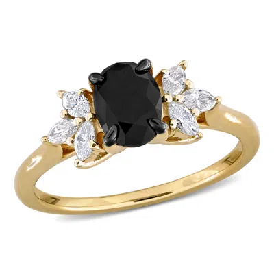 Mimi & Max 1 5/8ct Tw Black And White Diamond Cluster Ring In 14k Yellow Gold