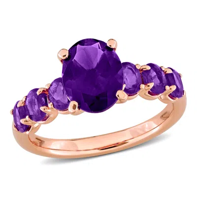 Mimi & Max 2 3/5ct Tgw African Amethyst & Amethyst Ring In Rose Plated Sterling Silver