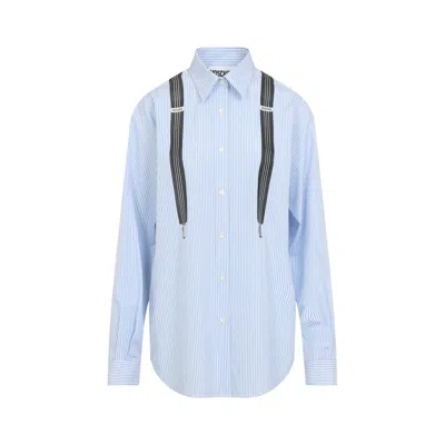 Moschino Light Blue/white Shirt With Strap Print