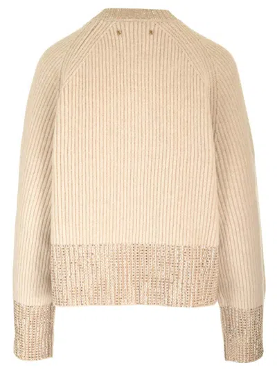 Golden Goose Ribbed Wool Sweater Knitwear Beige