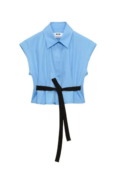 Msgm Cropped Shirt With Classic Collar