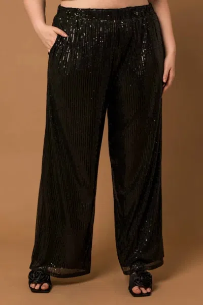 Gilli Plus Size Sequin Pants In Black