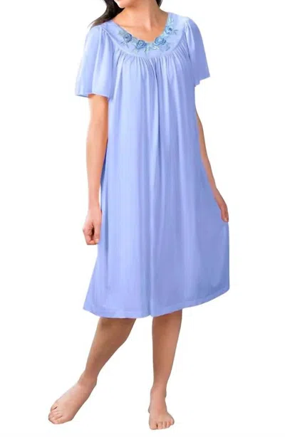 Shadowline Lingerie Short Gown With Flower Petal Embroidery And Flutter Sleeves In Lilac