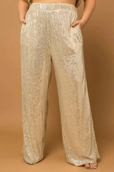 Gilli Plus Size Sequin Pants In Champagne