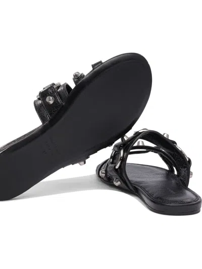 Balenciaga City Nappa Leather Flat Slides In Black