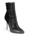 BALMAIN Verne Mixed-Media Point-Toe Cage Booties