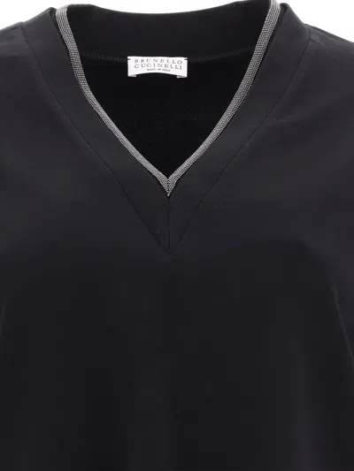 Brunello Cucinelli Scollo Prezioso T-shirts Black