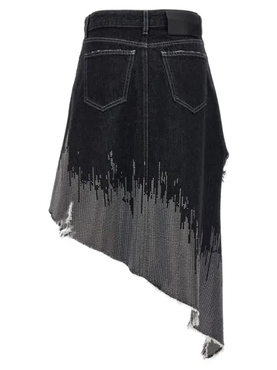 Jw Anderson Asymmetric Degrade Stud High-low Denim Skirt