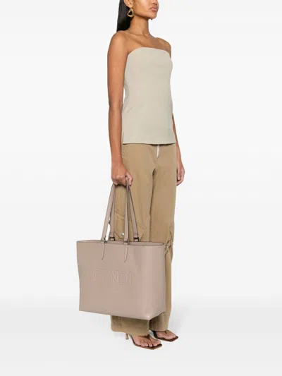 Fendi Rectangular Shape Double Handles Shoulder Bags In White